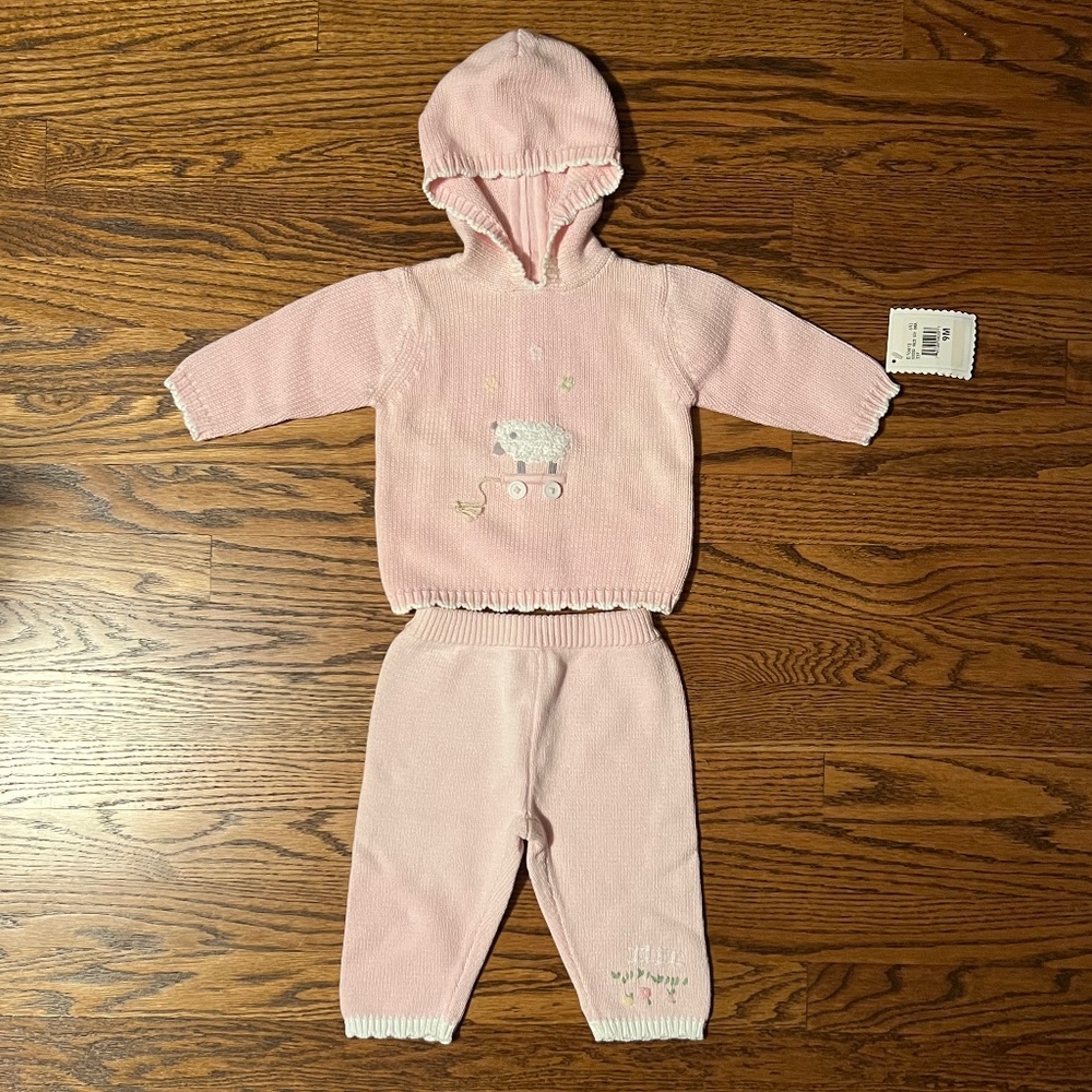 Vintage Hartstrings Baby brand two-piece baby girl cotton outfit